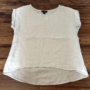 Willi Smith 100% Linen Top Pale Blue Cap Sleeve Womens Small airy shirtB